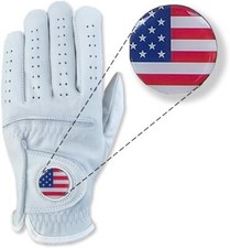 USA Flag Cabretta Leather Golf Gloves with Magnetic Ball Marker Men's