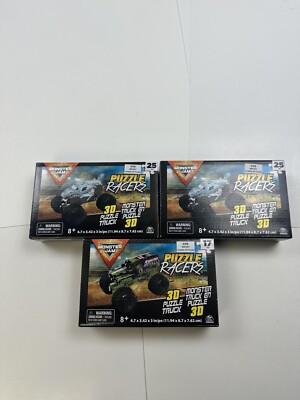 (3) Monster Jam 3D Puzzle Racer Monster Truck (grave Digger & Megadon) New