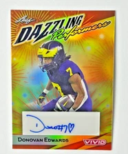 2024 Leaf Vivid Dazzling Performers DONOVAN EDWARDS RC Gold AUTO 1/3 Michigan
