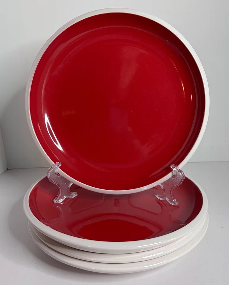 LOTE DE 4 platos de cena Rachel Ray RISE rojos y blancos Foto 4 de 4