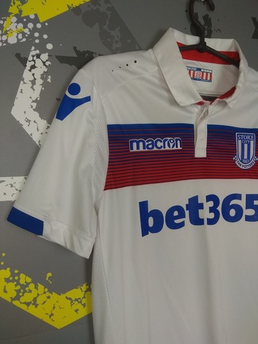 Stoke City Third football shirt 2017-2018 White Macron Polyester Men Size S ig93 - Picture 7 of 11