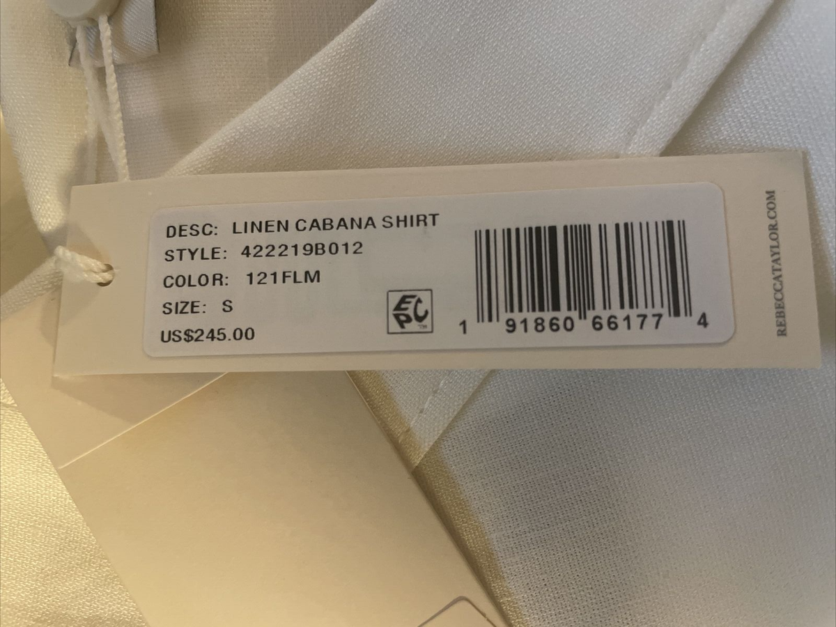 Rebecca Taylor NWT The Cabana Shirt Button Front WHITE NWT $245 S