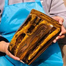 8.86lb Large Natural Tigers Eye Quartz Crystal Rough Mineral Specimen Healing