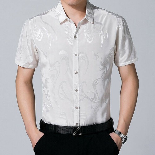 Men Faux Silk Satin T-shirt Short 