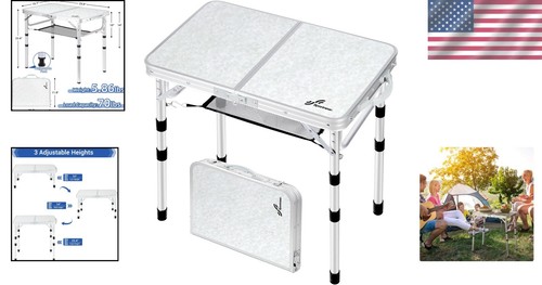 Compact Aluminum Camping Table with Mesh Storage - Perfect for Picnics & BBQs - Picture 2 of 11