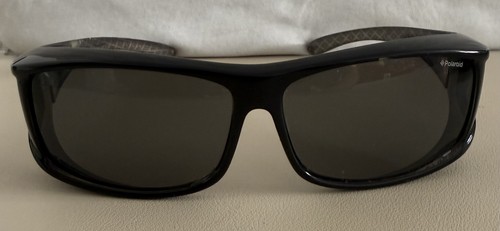 Polaroid Sunglasses Black Wraparound Sport Style Dark Tinted Lenses