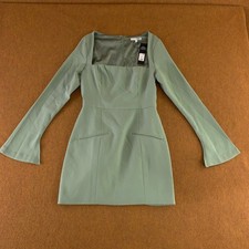 Fashion Nova Womens Small Sage Green Stretch Blaire Square Neck Mini Dress NWT