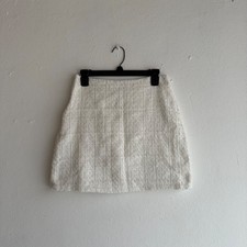 White Textured Skirt Womens Size Medium Lined Coquette Preppy Mini