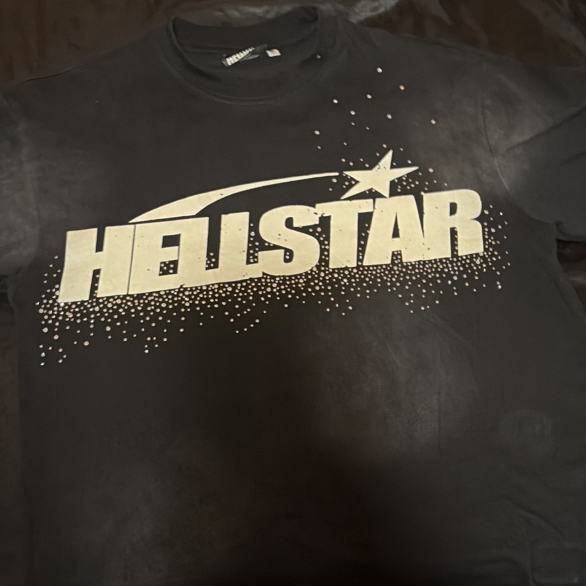 Hellstar Black Graphic Print Logo Cotton Jersey Men's Short Sleeve