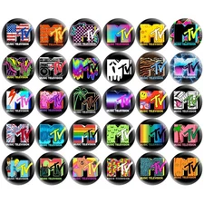 MTV 80s Retro Pop Culture 1" Pinback Buttons Classic Music TV Logo 30 Pins Set
