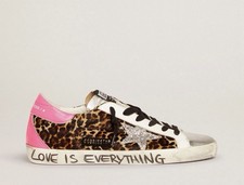 Golden Goose Women s Superstar Size 37 Leopard/Fuchsia/Silver Glitter New.