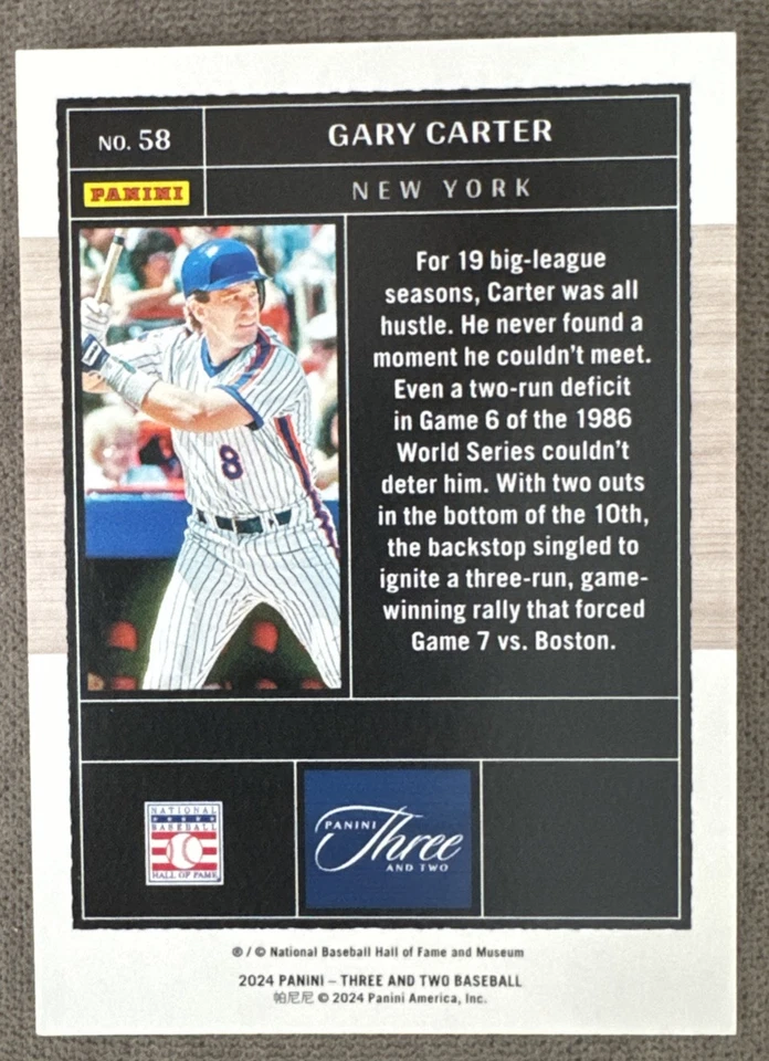 2024 Topps Tres y Dos - Tarjeta Gary Carter 58 Azul 12/15 Foto 2 de 3