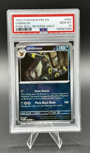 2025 Pokemon Prismatic Evolutions Umbreon Pokeball Reverse Holo PSA 10