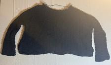 Free People Textured Chunky Knit Crop Sweater Womens S Black Oversized