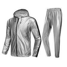 Weight Loss Sweat Suit Heavy Duty Full-Zip Sauna Suit Fitness Exercise Gym To...