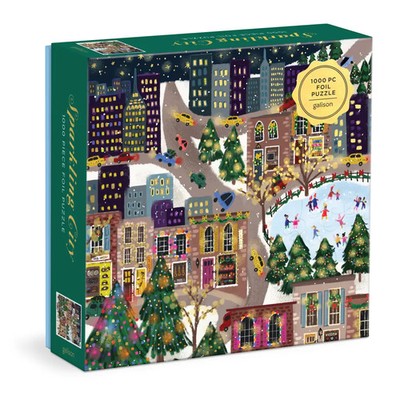 Joy Laforme Sparkling City 1000 Piece Foil Puzzle In a Square Box | Galison