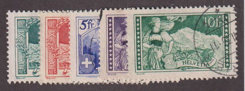 E7708: Switzerland #181-185 Used, VF, Sound; CV $77