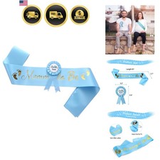 Delightful Baby Shower Sash Set - Mommy to Be  Daddy to Be in Elegant Blue