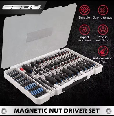 SEDY 80-tlg. Magnetischer Nuss- & Bit-Satz 1/4''   Metric & SAE   Hochwertige...