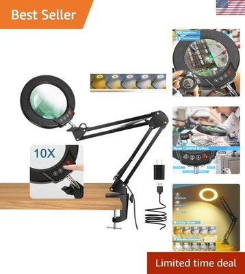 Ergonomic 10X Magnifying Glass with Light for Detailed Craftwork & Reading
