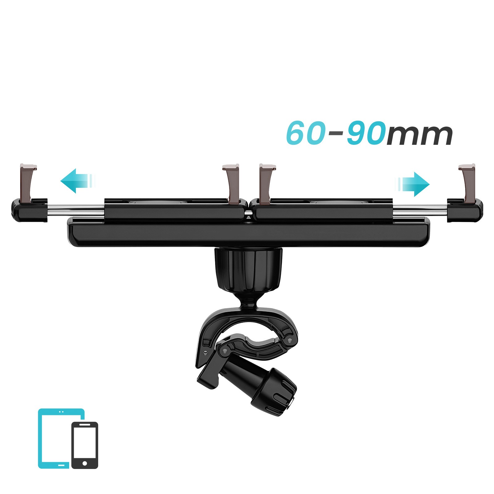Double Support Téléphone Multi Usage Noir pour Poussette et Guidon de Vélo