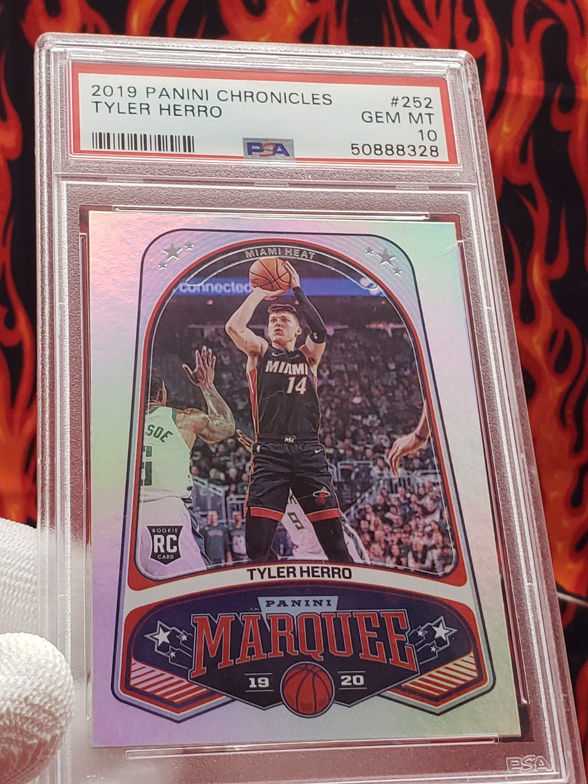 Tyler Herro 2019 Panini Marquee Chronicles 252 Rookie Basketball Card [PSA 10GM] view 10