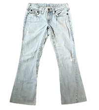 True Religion Joey Jeans Womens 29 Flare Leg Low Flap Pocket Retro Distressed