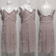 Les Soeurs Large Old Rose Floral Ruffled Slip Midi Dress Romantic Boho Chic