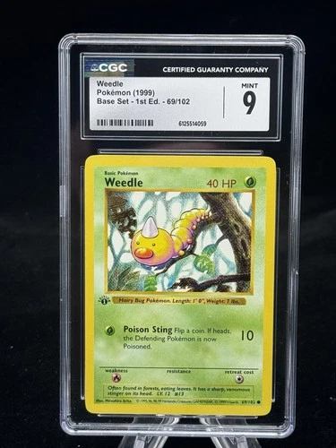 Weedle #69 1st Edition Base Set 1999 Pokémon Game CGC 9 🍃