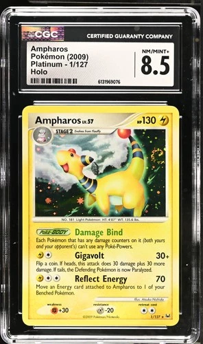 CGC 8.5 NM/MINT+ Ampharos 1/127 Holo Platinum Pokemon Card