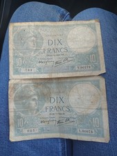 Dix Francs 10 1940 WW2 Era French Banknote Lot of 2 