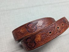 vintage TOOLED buckle belt EAGLE handcrafted 38 leather WESTERN harley america
