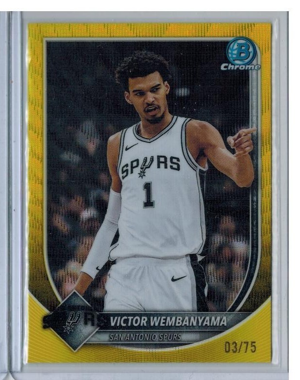 2025-26 BOWMAN CHROME VICTOR WEMBANYAMA 3/75 YELLOW WAVE REFRACTOR #BCV-143