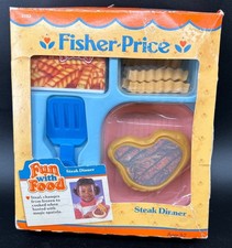Fisher-Price Plastic Steak Dinner Playset Fun With Food 1980s Kitchen Toy
