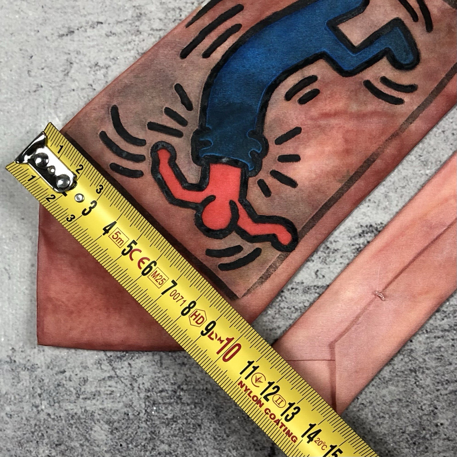 1Of1 Handmade Keith Haring Tie 100percent Silk Vintage Art 90s Rare Custom image 4