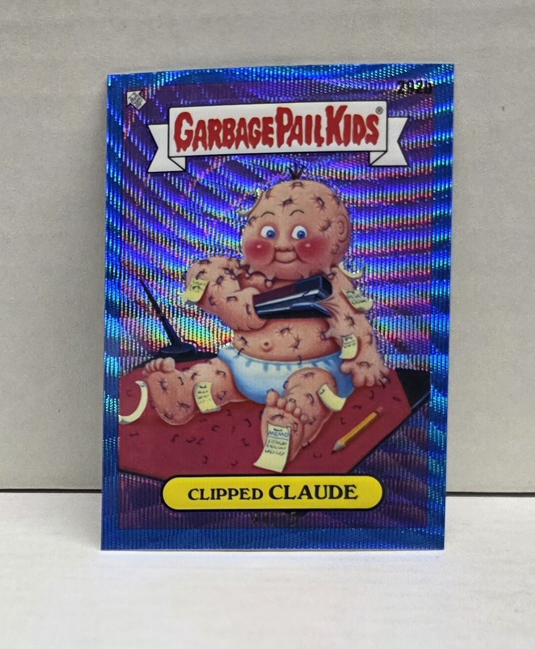 2024 Topps Garbage Pail Kids Chrome Blue Wave Refractor #292b Clipped Claude front