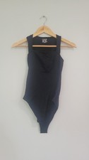 OQQ Black One Piece Women's Bodysuit Size S Solid Opaque Sleeveless