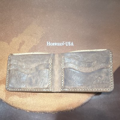 Horween USA Men s Brown Solid Bifold Wallet, hand Stitched, Credit Card Slots