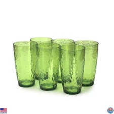 20oz Reusable Plastic Tumblers, Stackable BPA-Free Drinking Glasses, Set of 6