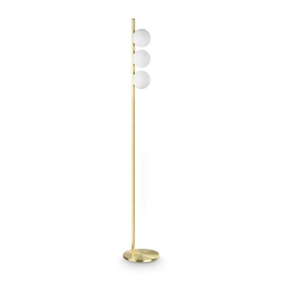 IDEAL LUX Floor Lamp BINOMIAL Brass 3 Balls in Milk White Glass, 3xG9