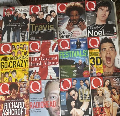 Q magazines Jan - Dec 2000. Issues 160-171, Robbie, Oasis, Richard Ashcroft