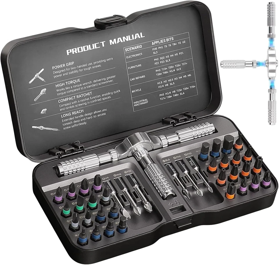 40-in-1 Magnetic Screwdriver Kit with Detachable Ratcheting Handle - Image 3 of 4