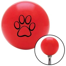 Black Paw Print Outline Red Shift Knob w/ M16x1.5 Insert Shifter Auto Manual