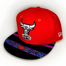 7 3/4 Chicago Bulls Native Geometric Brim New Era 59FIFTY Neon Red Infrared