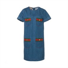 Gucci Cotton Dress 40 Ladies' Blue  678827 Sherry Line Denim