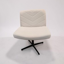 Yaheetech Ivory Fabric Cross Legged Swivel Desk Chair Wide Padded Armless