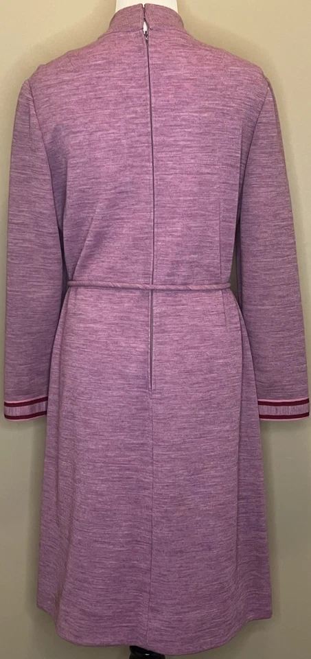 Vintage 60s/70s Leslie Fay Dress Knitted Buttons Long Sleeve Belted High Neck  - Image 3 of 4