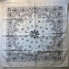Four Vintage Paisley Pattern All Cotton Bandanas USA Head Scarf 20" x 20" Inch