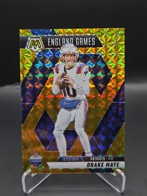  2025 Panini Mosaic England Games Drake Maye Gold 10/10 Jersey Match Clean   