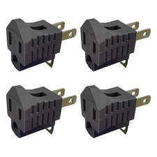 4 Pack 3-prong to 2-prong Grounding Adapter Polarized Wall Outlet Plug Black